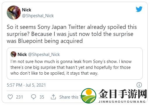 网传Bluepoint收购将在夏季PlayStation活动上公布