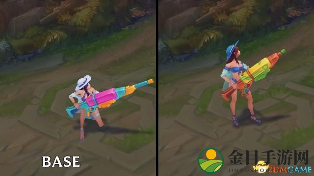 《LOL》女警泳池派对比基尼炫彩皮肤演示 蓝色性感