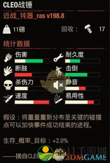 《腐烂国度2》CLEO战锤属性分享
