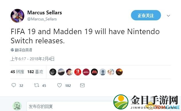 《FIFA 19》与《Madden 19》将同台亮相任天堂Switch平台