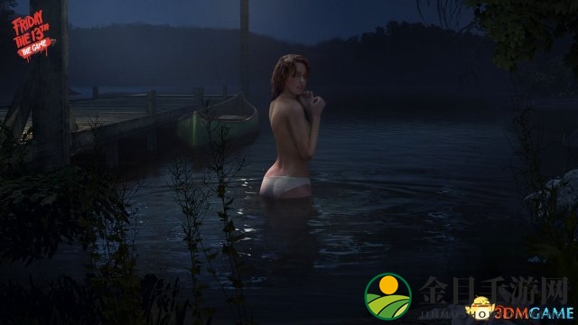 《13号星期五》游戏版高清壁纸 妹子深夜水中裸泳